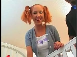 Redhead and pigtails takes BBC anally