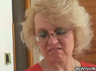Nasty blonde mature gets banged by her son-in-law